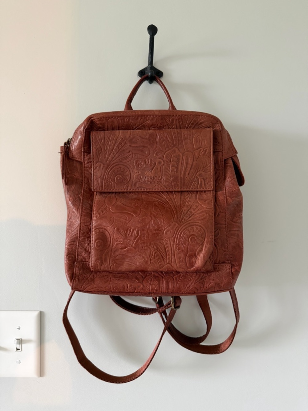 Embossed Leather Backpack